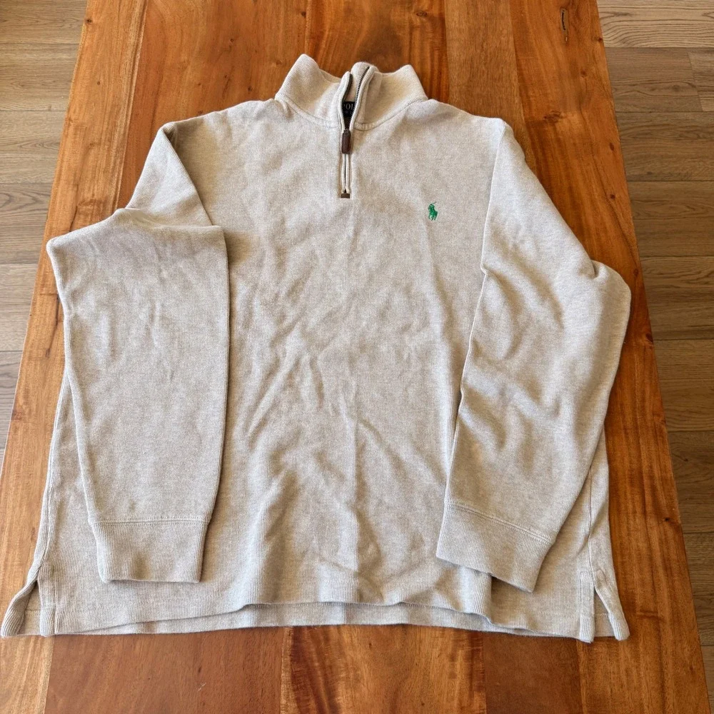 Polo Ralph Lauren Men's Tan 1/4 Zip Sweater Size XL